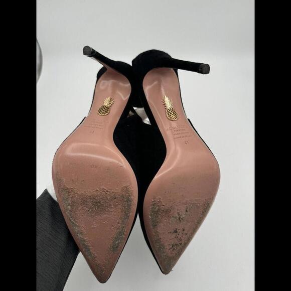 Aquazzurra Bow Tie Suede Pumps 105 Black Size 41 IT, 11 US - Picture 5 of 7